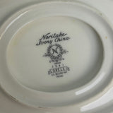 White Floral Noritake Ivory China Lorelei Attached Gravy Boat Saucer Silver Rim