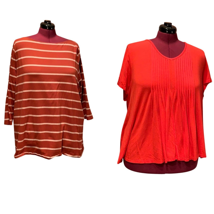 2 American Rag Ava &amp; Viv Womens 3X Cotton Rayon Blend 3/4 &amp; Short Sleeve Tops