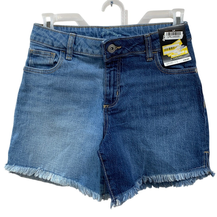 New Art Class Girls Large 10/12 Adjustable Waist Dark Light Denim Jean Shorts
