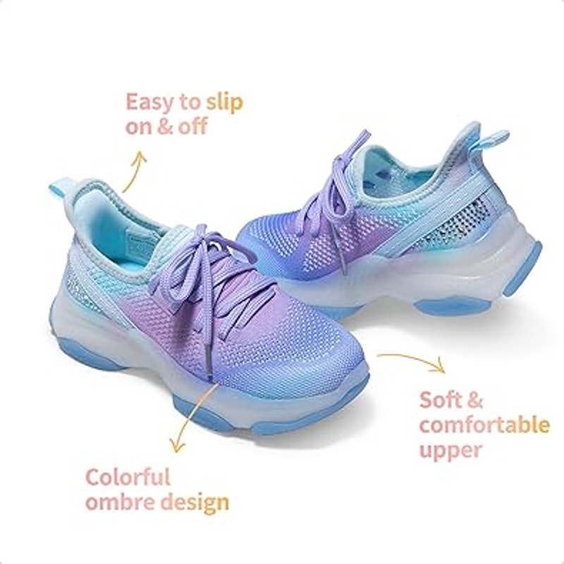 Dream Pairs Big Girls Size 4 Pastel Rhinestone Lace Up Sneakers Athletic Shoes