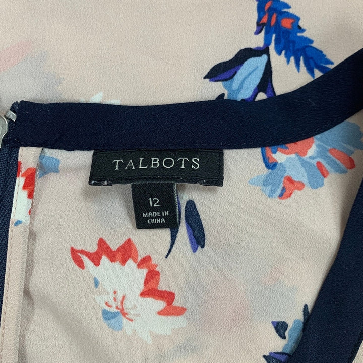 Talbots Womens Size 12 Polyester Floral Short Sleeve Lightweight Back Zip Top
