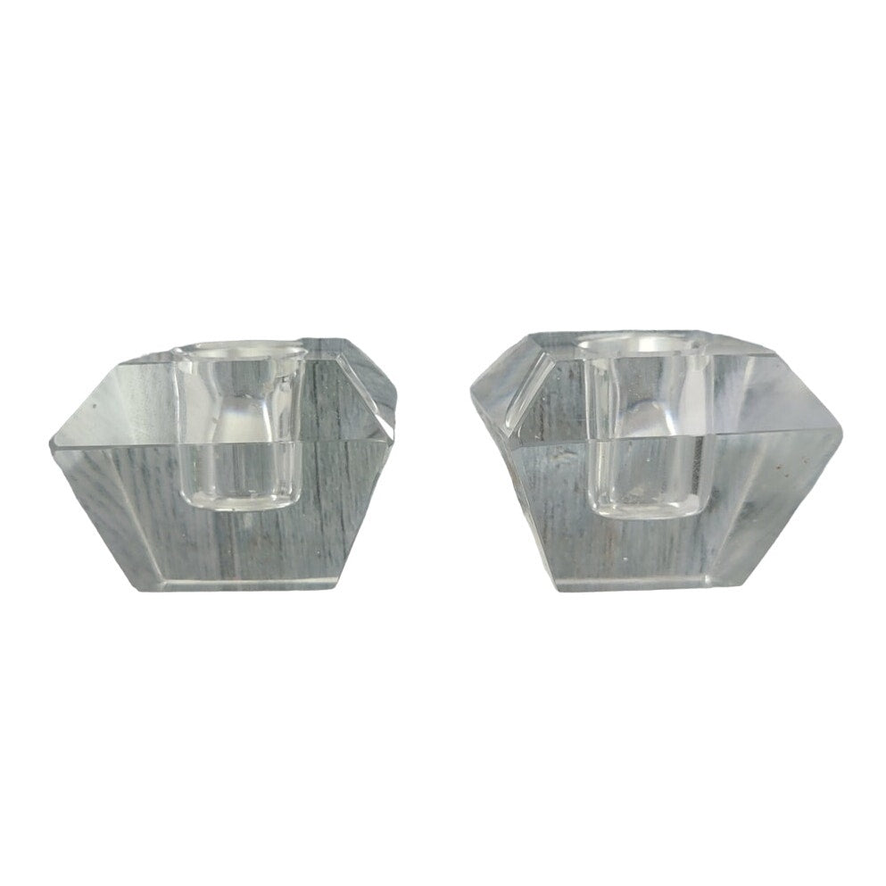 8 Vintage Clear Glass Votive Taper Tealight Star Bowl Square Candleholders