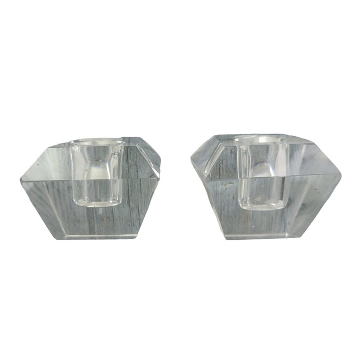 8 Vintage Clear Glass Votive Taper Tealight Star Bowl Square Candleholders