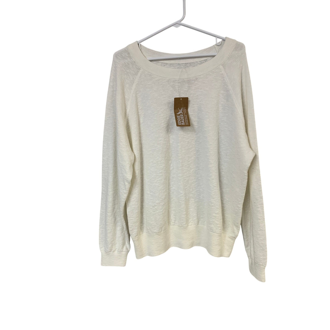 New Eddie Bauer Womens Large Snow White Ravenna Soft Long Sleeve Sweatshirt