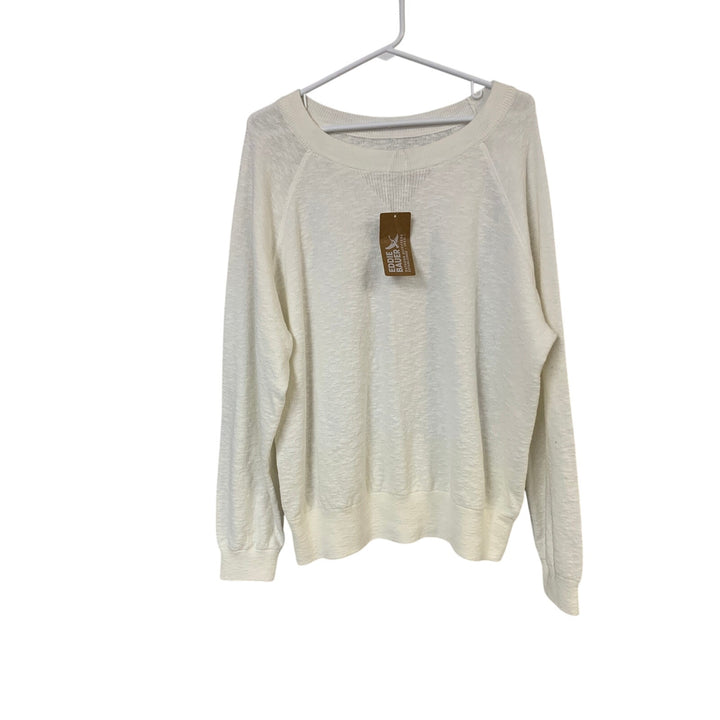 New Eddie Bauer Womens Large Snow White Ravenna Soft Long Sleeve Sweatshirt