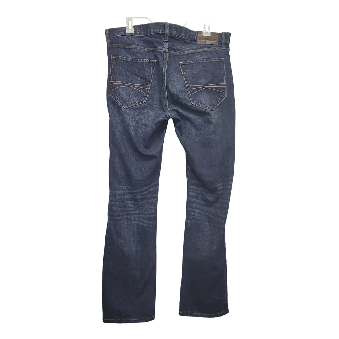 Express Jeans Mens 33x32 Rocco Slim Fit Straight Leg Factory Whiskered Jeans