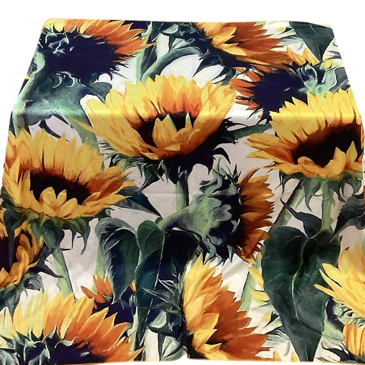 Sunflower Print Floral Polyester Blend 56" by 50" Tablecloth or Wall Tapestry