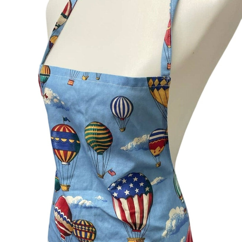 Handmade Hot Air Balloon 2 Pocket Craft Kitchen Smock Long Apron w Ties in Back