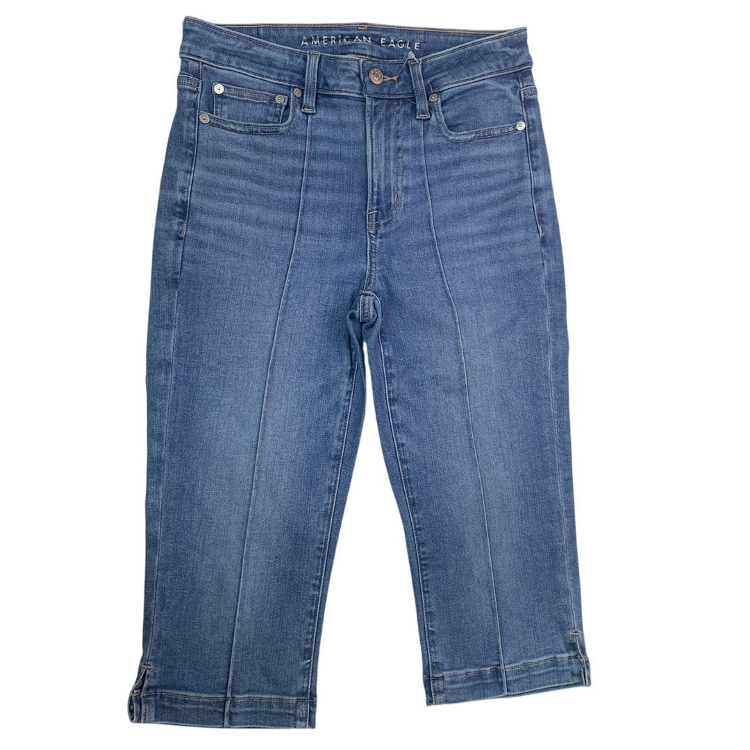 New American Eagle Womens Size 2 Next Level Stretch Capri Denim Blue Jeans