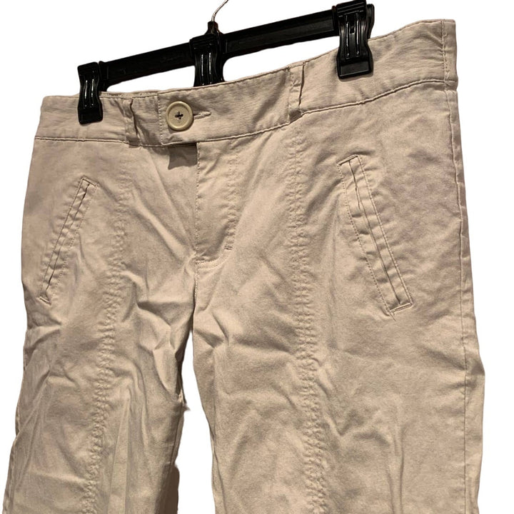 Oh Baby Motherhood Small Tan Khaki Cropped Maternity Pants Rayon Spandex Capris