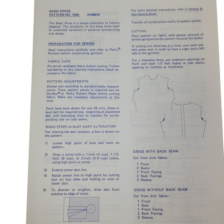 Vintage 1974 Stretch &amp; Sew 1500 Basic Sheath Dress Knit Fabric Uncut Pattern