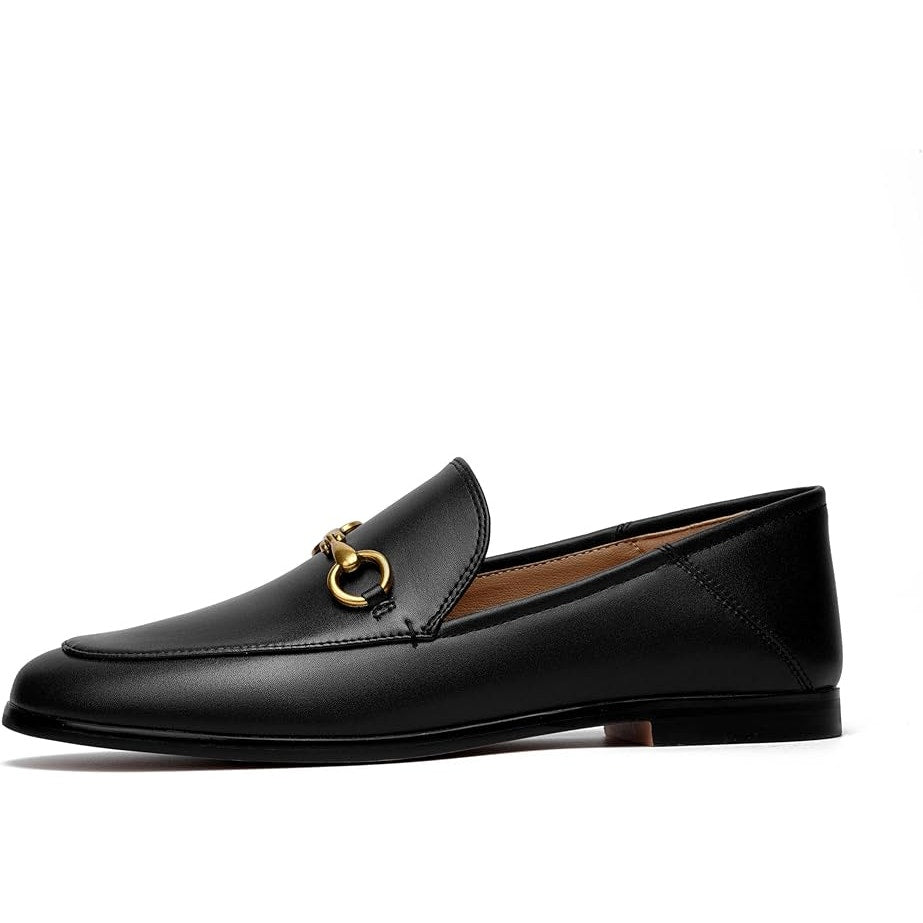 Vertundy Womens 7 Black Faux Leather Slide On Pointy Toe Low Heel Loafer Shoes