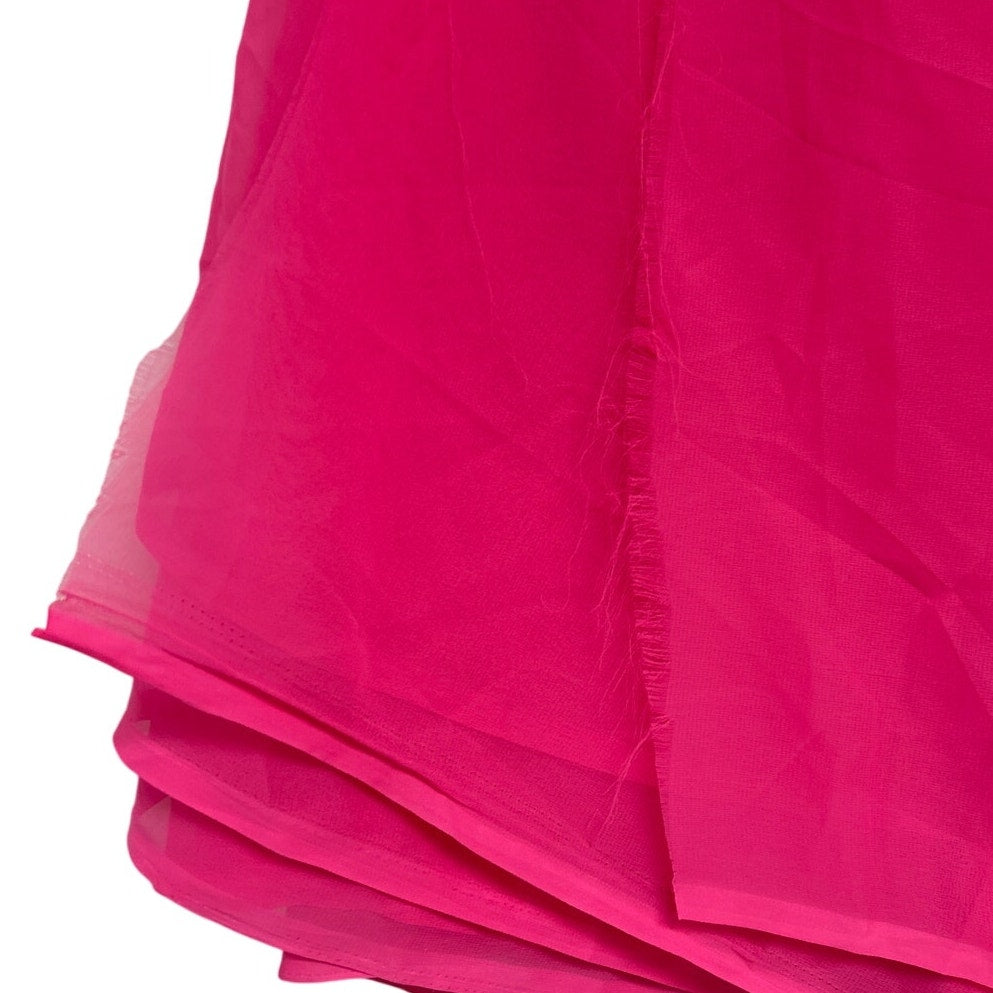 Sidhidata Womens 6 Yards Neon Pink Sheer Plain Pure Georgette Uncut Saree