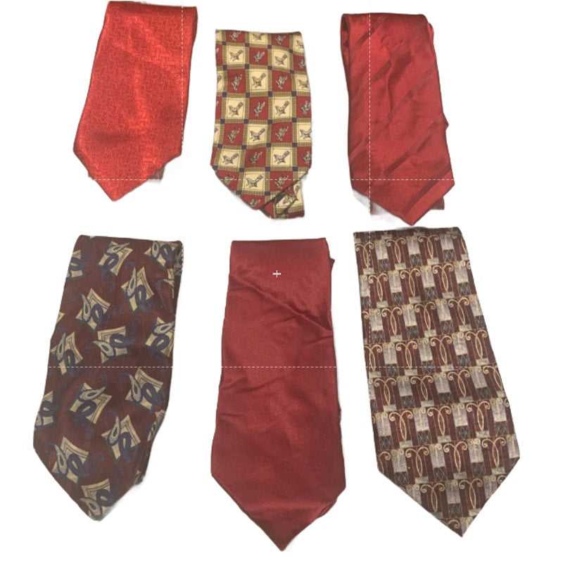 Lot of 6 Gold Red Silver Solid Geometric Vintage and Modern Mens Neck Ties