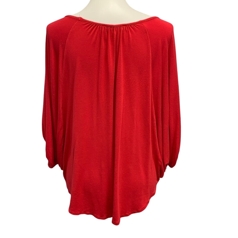 James &amp; Joy Womens Medium Elastic Wrist Long Sleeve Flowy Scoop Neck Top Blouse