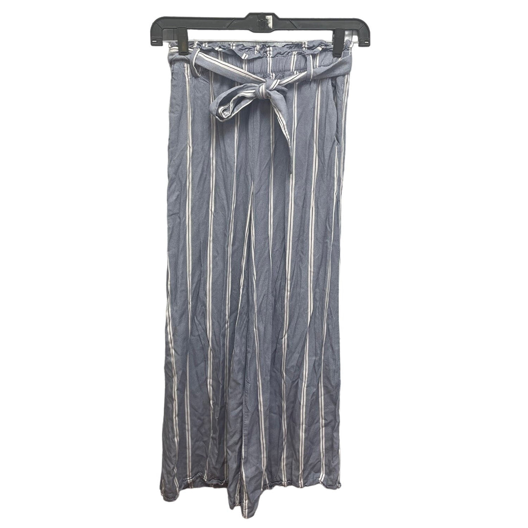 H&amp;M Womens Size 4 100% Viscose Striped Wide Leg Elastic Waist Paper Bag Pants