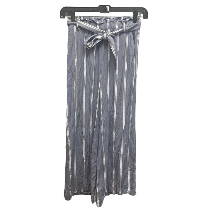 H&amp;M Womens Size 4 100% Viscose Striped Wide Leg Elastic Waist Paper Bag Pants
