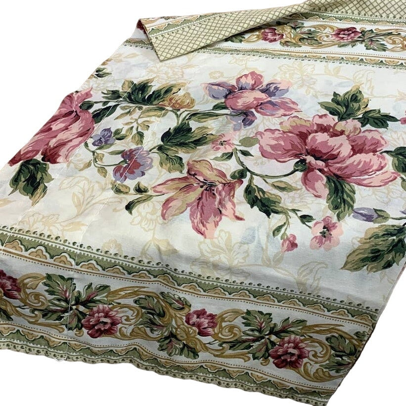 Cottage Floral Stripe Fabric Remnant Window Valance Cotton Craft Sewing Supply