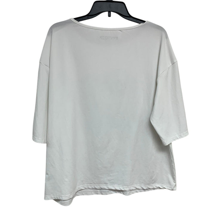 Upcycled Hand Printed Womens Large Whirled Peas Veggie Half Sleeve Tee Shirt