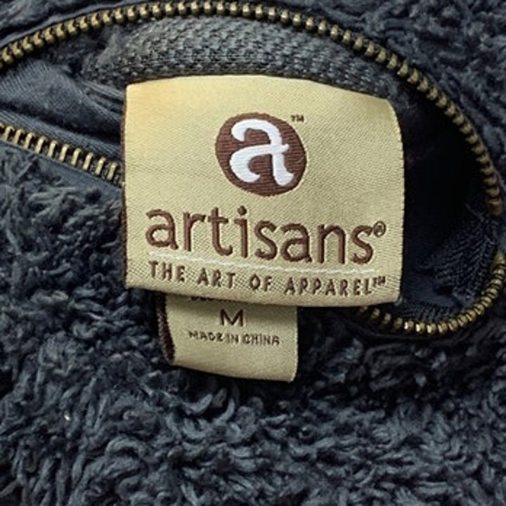 Artisans Womens Medium Fuzzy 100% Polyester Reversible Zip Up Warm Vest