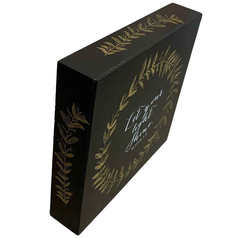 Let Your Light Shine Matthew Bible Verse Quote Wooden Artwork Desk Art Box