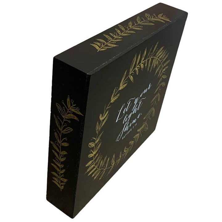 Let Your Light Shine Matthew Bible Verse Quote Wooden Artwork Desk Art Box