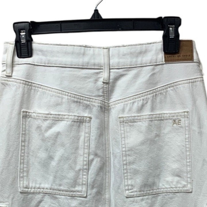 New American Eagle Womens Medium White Denim Cotton Long Maxi Cargo Skirt