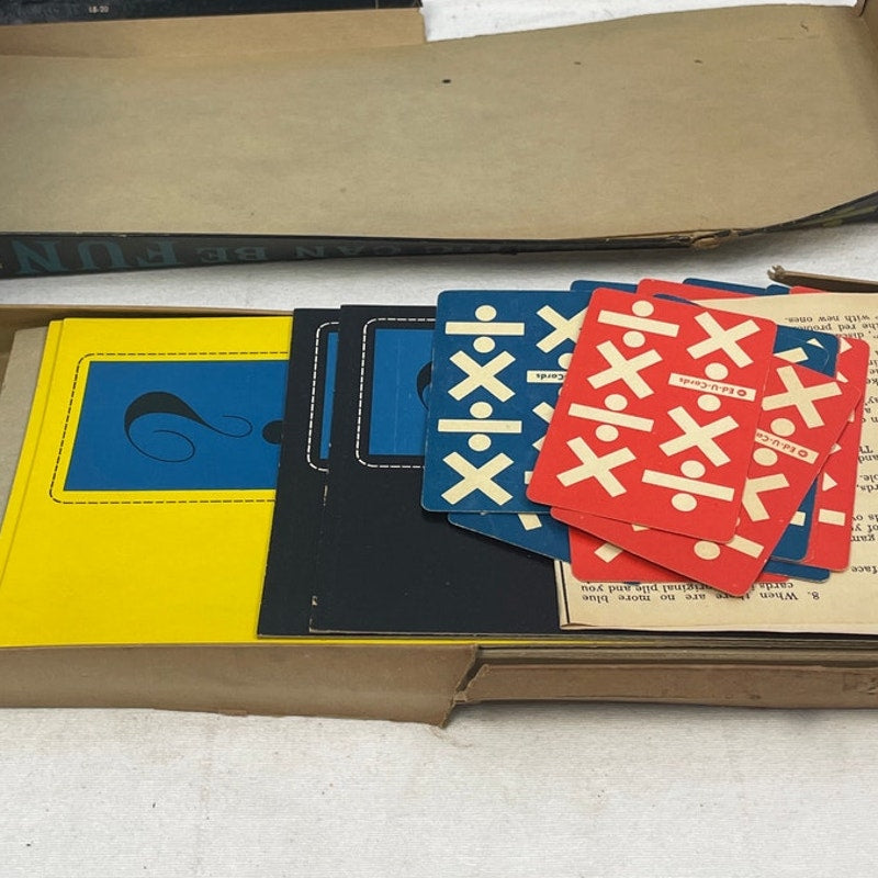 Vintage 1959 Edu Cards Arithmetic Can Be Fun 3-8th Grade Multiplication Game