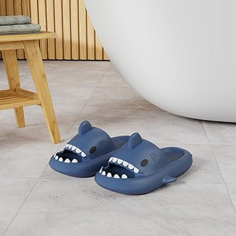 Iminpin Mens Size 7.5 Blue Shark Slide On Open Toe Cloud Slippers Mule Shoes