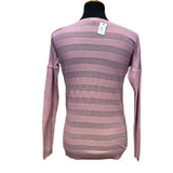 New The Limited Small 100% Cotton Long Sleeve Scoop Neck Lavender Stripe Sweater