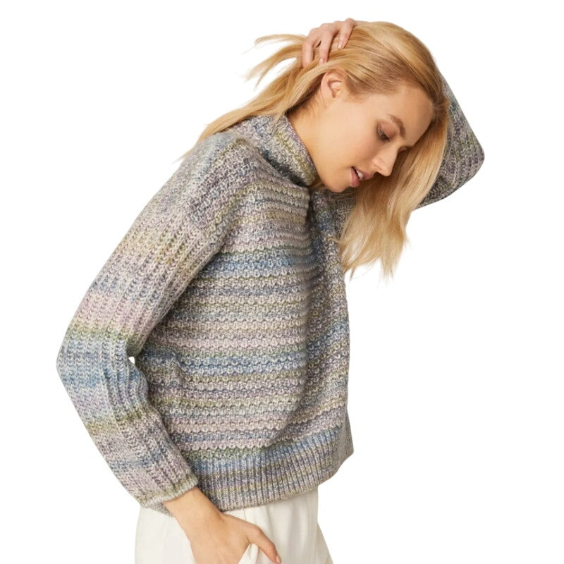 Club Monaco Womens Small Pastel Space Dye Long Sleeve Mock Neck Knit Sweater
