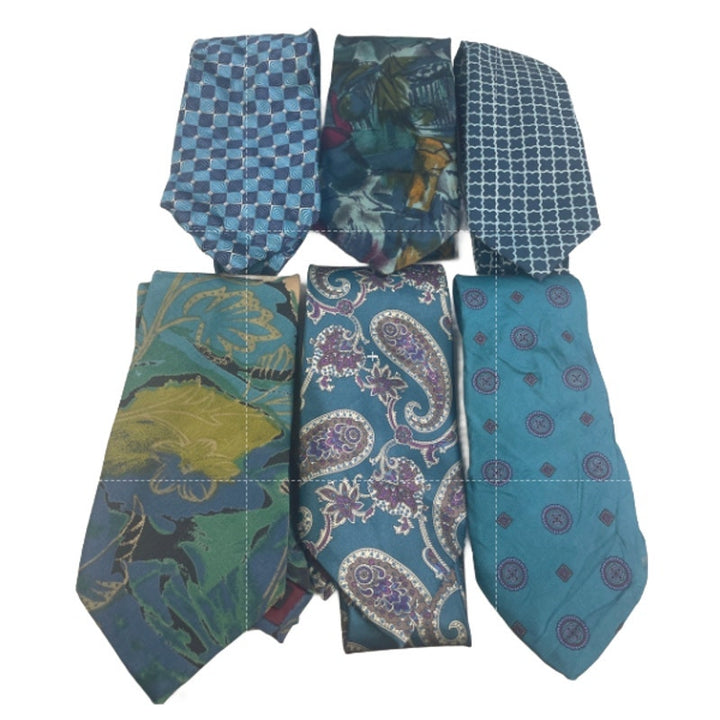 Lot of 6 Teal Blue Purple Striped Floral Vintage and Modern Mens Neck Ties