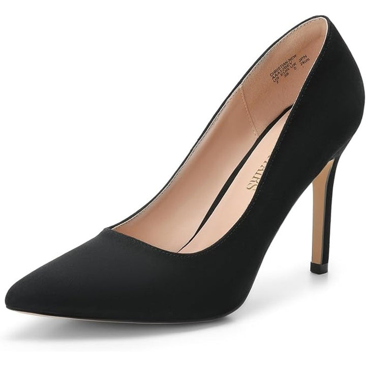 Dream Pairs Womens Size 7 Black Faux Suede 4" Heel Slide On Basic Pumps Shoes