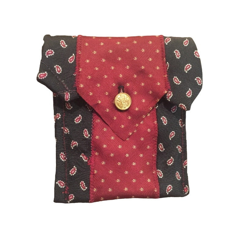 Handmade Upcycled Vintage Necktie Paisley Dot Eyeglass Case Pouch