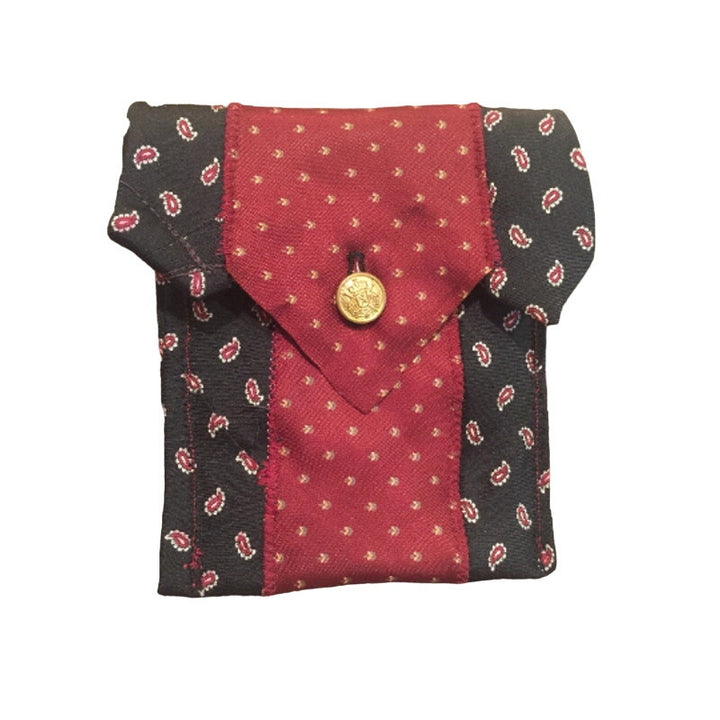 Handmade Upcycled Vintage Necktie Paisley Dot Eyeglass Case Pouch
