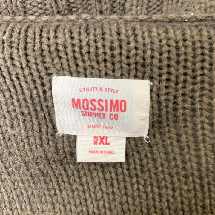 Mossimo Womens XL Brown Loose Knit Cowl Lapel Button Front Cardigan Sweater euc