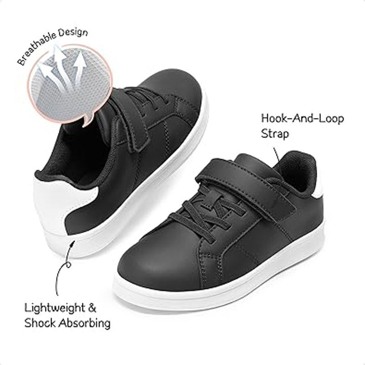 Dream Pairs Boys Size 4 Black White Hook Loop Lace Up Slide On Sneakers Shoes