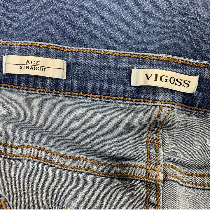 Vigoss Womens Size 18 Cotton Blend Distressed Ace Straight Denim Blue Jeans