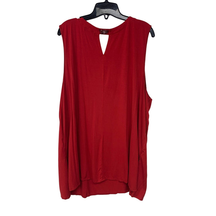 Liz Claiborne Womens Plus 3X Red Rayon Spandex Beaded Neck Sleeveless Career Top
