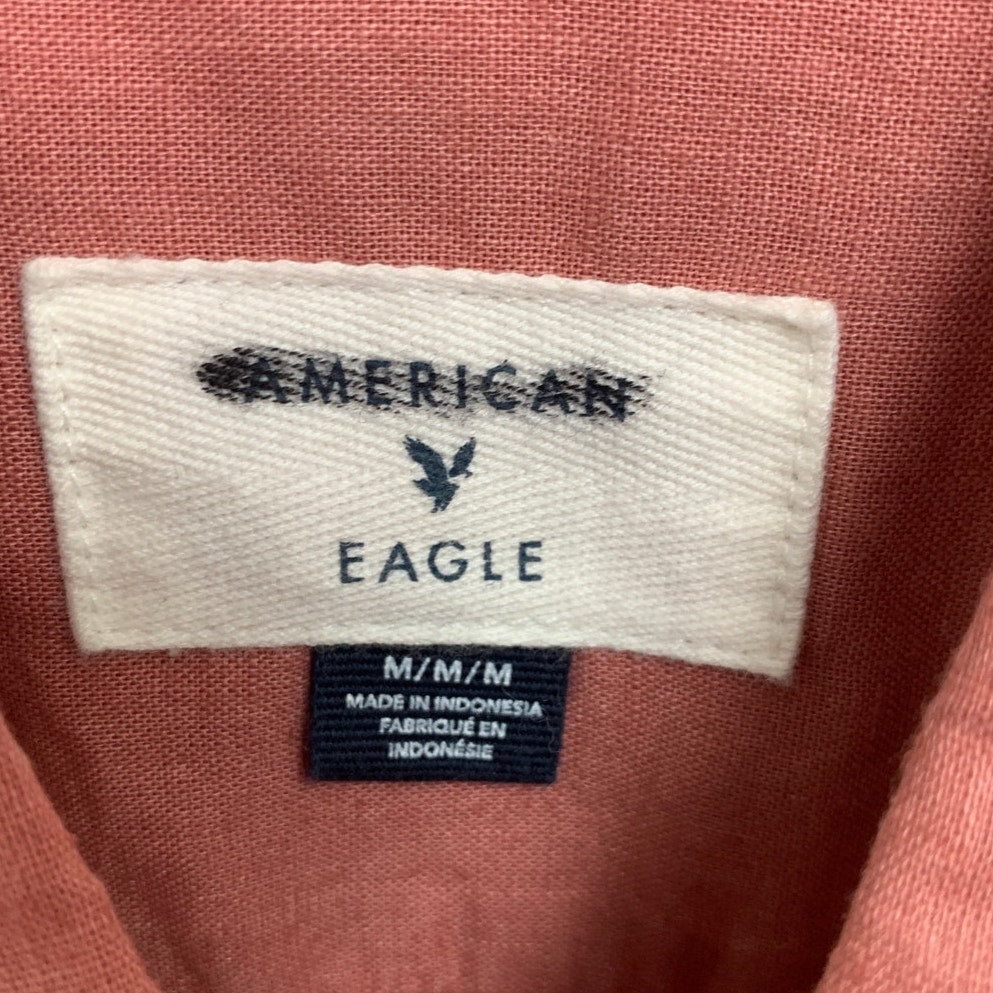 2 New American Eagle Mens Medium Blue Salmon Short Sleeve Button Up Shirts