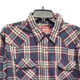 Wrangler Red Mens XL PolyCotton Long Sleeve Plaid Pearl Snap Up Western Shirt