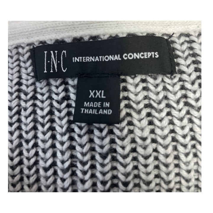 INC Womens XXL Black Gray Long Sleeve Acrylic Blend Hoodie Pullover Sweater