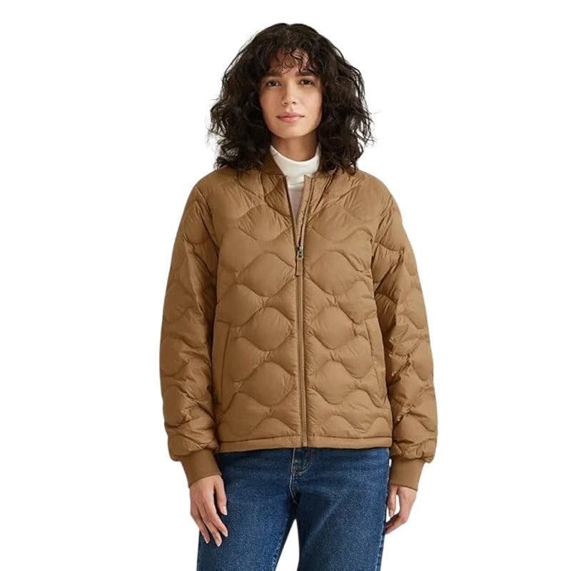 New Eddie Bauer Womens XL Gold Camel Shaw 650 FP Down Puffer Bomber Jacket