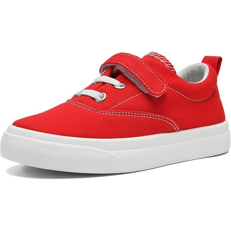 Rosyclo Big Kid Size 6.5 Red Canvas Hook Loop Elastic Lace Sneakers Casual Shoes