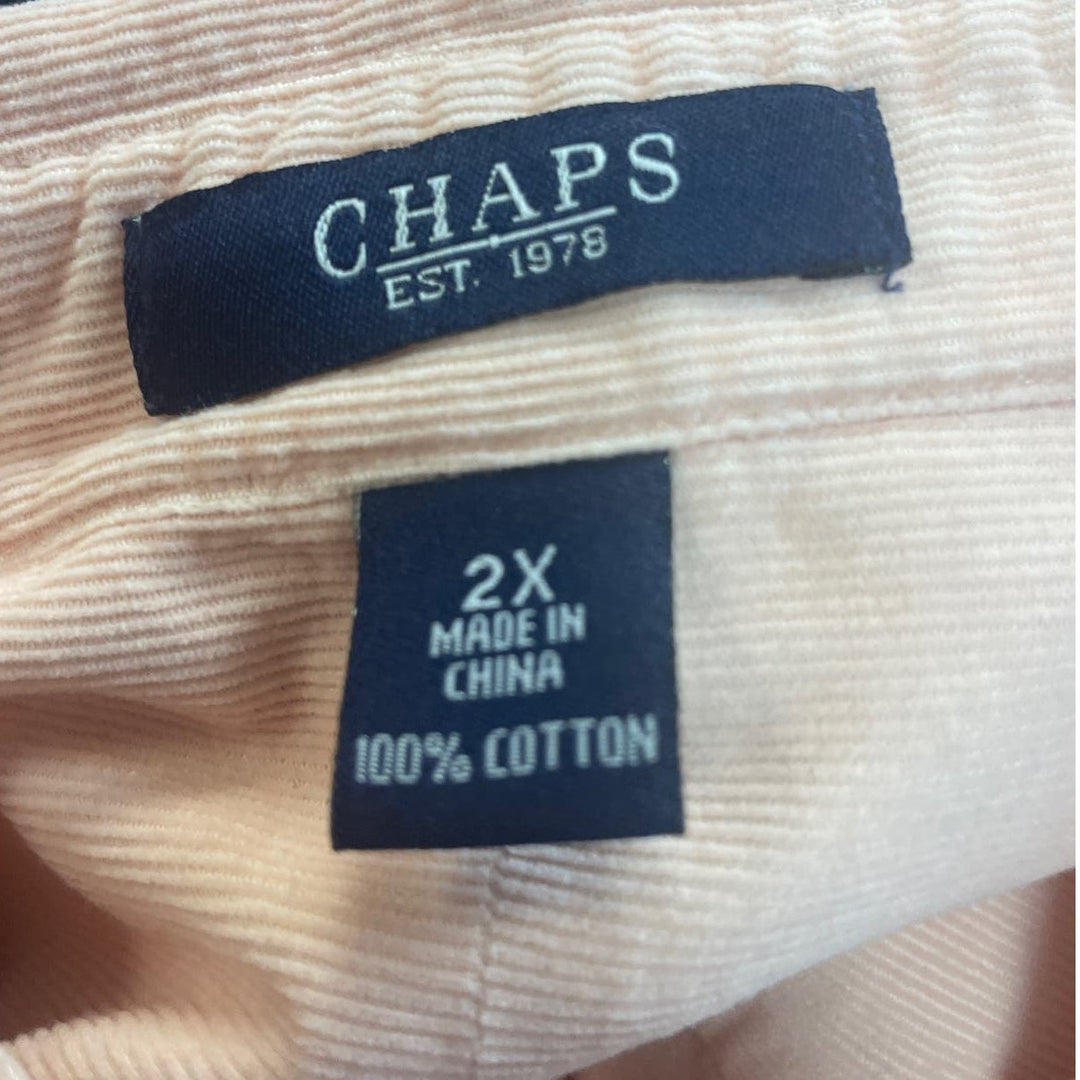 Chaps Womens 2X 100% Cotton Long Sleeve Button Up Corduroy Casual Shirt