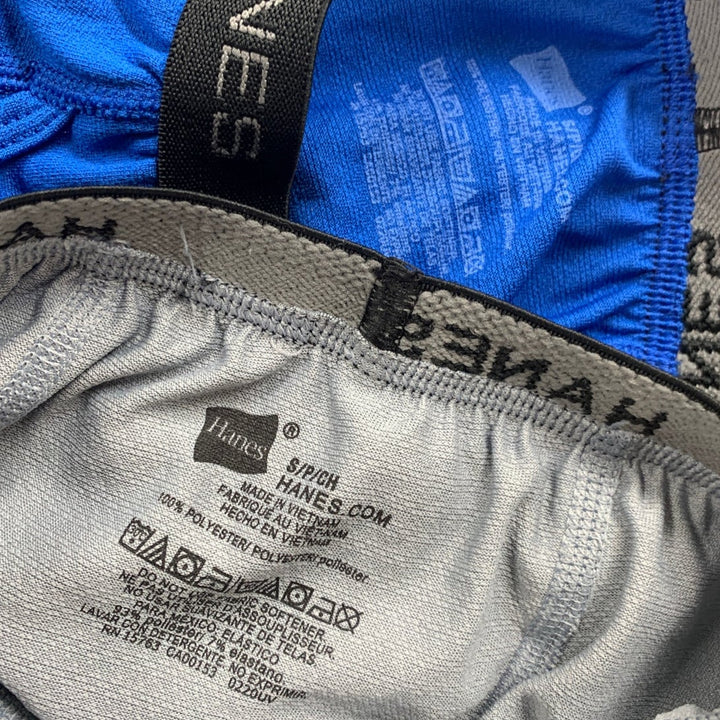 2 New Hanes Boys Small Blue Gray 100% Polyester Elastic Waist Long Underwear