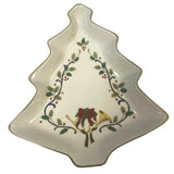 Vintage Mikasa Fine Porcelain Holiday Elegance Gold Trimmed Christmas Tree Dish