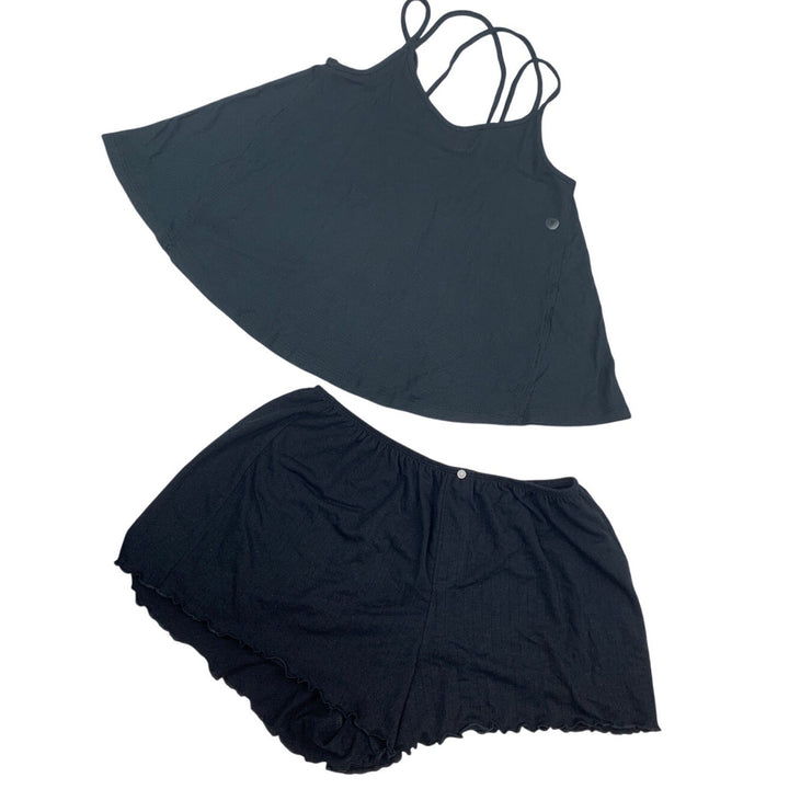 New American Eagle Womens Small Ribbed Ruffled Tank Top Shorts Lounge Set