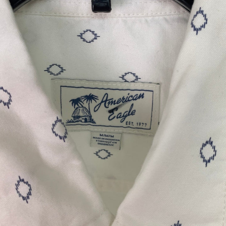 New American Eagle Mens Medium 100% Cotton Short Sleeve Collared Button Up Shirt