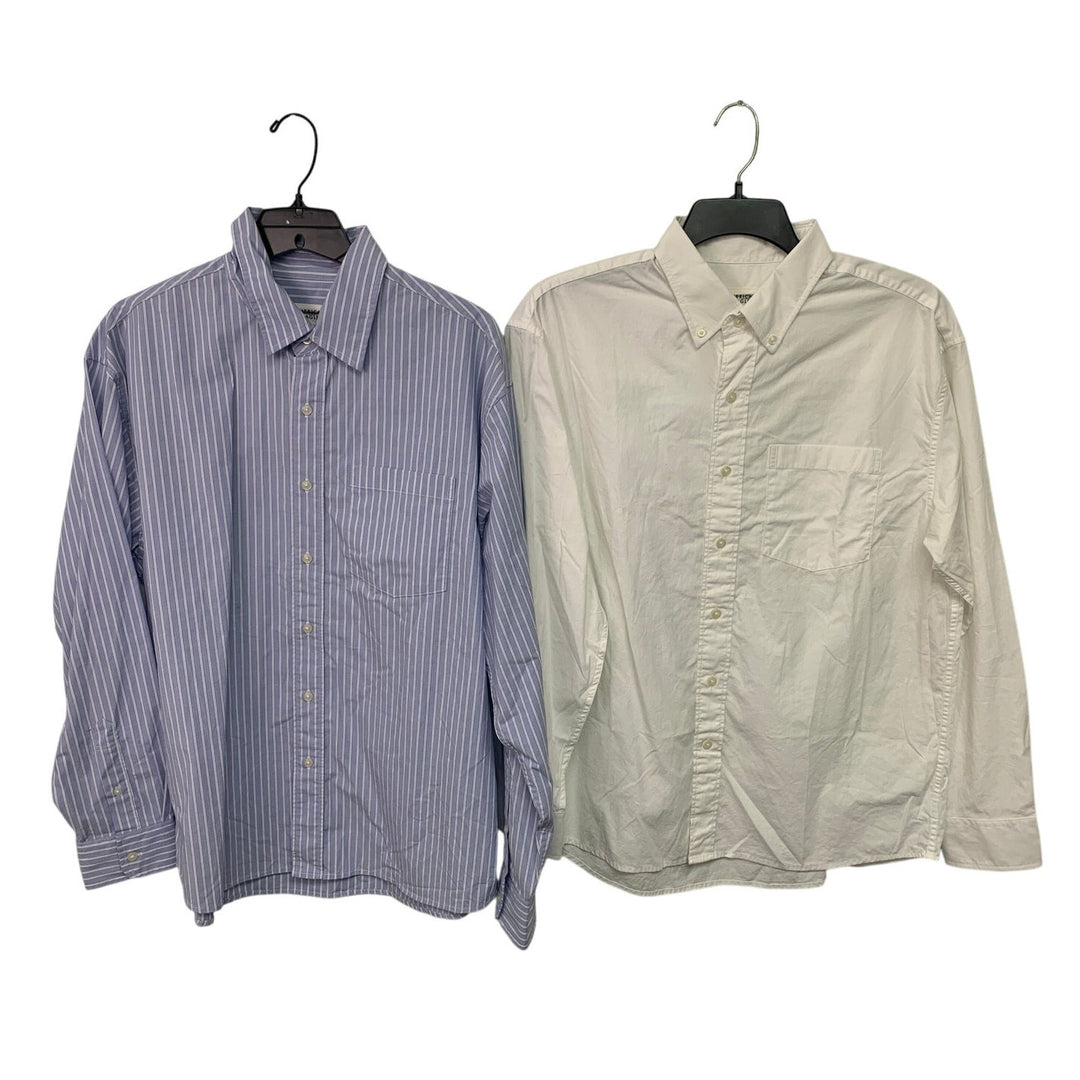 2 New American Eagle Mens Medium Long Sleeve Collared Button Up Shirts